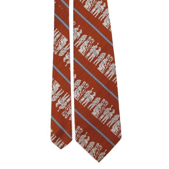 Vintage 70s Wide Tie Lot Egyptian Warrior Geometric Tribal Print Retro Neckties - Picture 6 of 16
